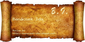 Benácsek Ida névjegykártya
